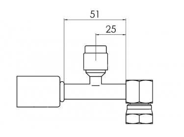 Anschluss Standard Schlaucharmatur im Stahl 90° FEMELLE ORING PP R134a LONG M8 |  |