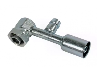 Anschluss Standard Schlaucharmatur im Stahl 90° FEMELLE ORING PP R134a LONG M8 |  |