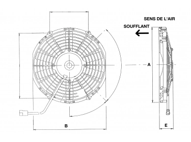 Ventilateur Soufflant 12V Pale : Ø330 & Ø385 SPAL - Ø = 350 - EPAIS = 52 |  | 30100382 - 30315052 - VA08-AP10/C-23S - VA08AP10C23S