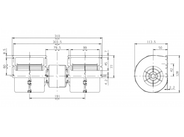 Diffusion d'air Soufflerie double turbine 12V 4 VITESSES |  | 008A4602 - 30003142
