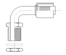 Anschluss Standard Schlaucharmatur im Stahl 90° MALE ORING PASSE CLOISON