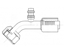 Fitting Aluminium standard fitting 45° FEMELLE ORING PP R134a