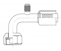 Anschluss Standard Schlaucharmatur im Stahl 90° FEMELLE ORING PP R12