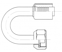 Anschluss Standard Schlaucharmatur im Stahl 180° FEMELLE ORING