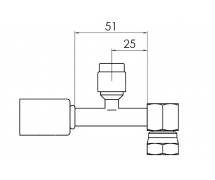 Anschluss Standard Schlaucharmatur im Stahl 90° FEMELLE ORING PP R134a LONG M8